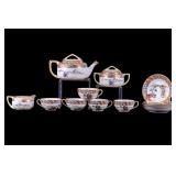 Nippon Porcelain Painted & Gilted Tea Set (14 pc)