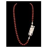 Chinese Carved Figural Pendant Necklace