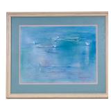 Large Signed Watercolor Painting Monet Style