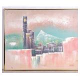 Large Oil on Canvas Cityscape