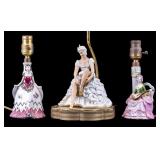 Female  Figural Porcelain Lamps (3 Pc.)