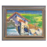 Signed O/c Watermill Landscape