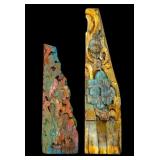 Rustic Floral Motif Wood Relief Art