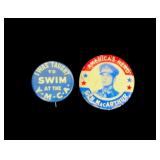 Vintage Gen. MacArthur WWII and YMCA Pin Backs