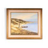Signed Nautical Oil on Canvas w/ Rowboat