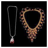 Sterling and Amber Necklaces