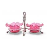 Attr Vasa Murrhina Art Glass Double Bowl