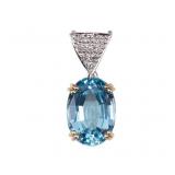14K Yellow, White Gold Blue Topaz Pendant