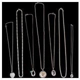 7 Sterling Silver Necklaces with Pendants