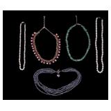 Trifari, Turquoise, & Pearl Necklaces, 14K G & 925