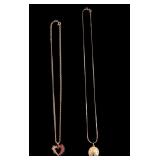 Two 14k Gold Necklaces with Pendants