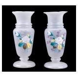 Hand-Painted Satin Glass Vases