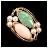 Vintage Mingï¿½s Hawaii 14k Gold Ring with Jade