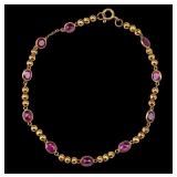 18K Gold & Ruby Bracelet, 7 3/4 Inches