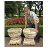 Antique Carved Stone Garden Urns (Pair)
