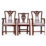 Country + Ribbon Chippendale Style Arm Chairs