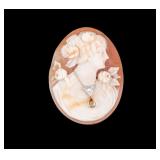 Antique Carnelian Cameo with Diamond Accent