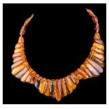 Vintage Amber Collar Necklace with Sterling Clasp