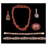 Italian Mosaic and Coral Jewelry