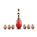 Murano Ruby Glass Cordial Decanter Set