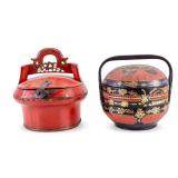 2 Asian Lacquered Wedding/Food Baskets