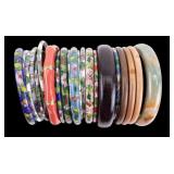 21 Vintage Bangle Bracelets w/ Jade, Cloisonne