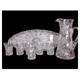 Early Cut Crystal Pitcher, Juice Glass Set