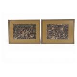 Framed Balinese Batuan Mixed Media Art (2 Pc)