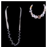 Rough-Cut Quartz Necklace & Vintage Glass Necklace