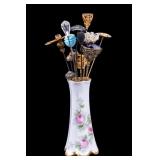 Antique Hat Pins & Rosenthal Porcelain Pin Holder