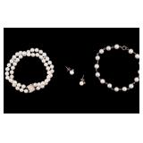 14K Gold Pearl Set, a Pearl SS. Bracelet
