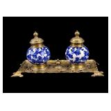 Blue & White Porcelain Double Inkwell