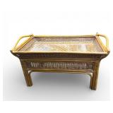 3-Piece Wicker Coffee Table w/ Glass Insert