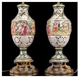 Capodimonte Figural Painted Lamps