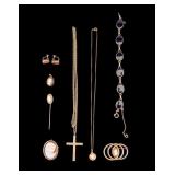 Victorian Gold Filled Cameo and Other Jewelry