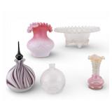 Satin Art Glass, Patterned Glass, Victorian (5 Pc)