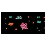 Ruby Zoisite, Raw Emerald, & Cut Carnelian Stones