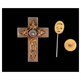 Victorian 14K Gold Crucifix Pin and Accessories