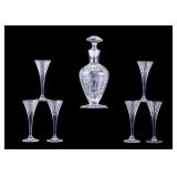 Fine Etched Glass Decanter & Cordials Set (7 Pc)