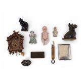 Figural Dog/Cat, Dolls, Cuckoo Clock, Trinket Box
