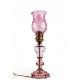 Vintage Pink Glass Table Lamp
