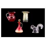 Art Glass Containers and Figurine