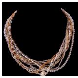 Pearl, Sterling and Crystal Necklace