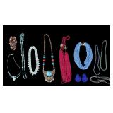 Glass Beaded, Blue Colored Costume Jewelry