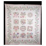 Hand Made Floral Cross Stitch Quilt