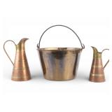 Hammered Brass Bucket, Copper Pitchers