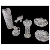 Cut Crystal Vases, Plates, Decanter (6 Pc.)