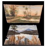 2 Unframed Pastel/Watercolor Landscapes on Paper