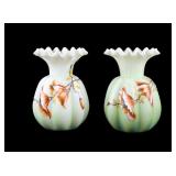 Fenton Burmese Satin Art Uranium Glass Vases (2)