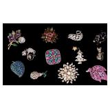 Vintage Rhinestone and Enamel Brooches